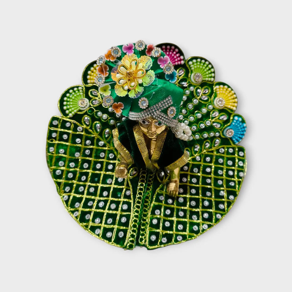 Laddu Gopal Designer Dress In Green Color