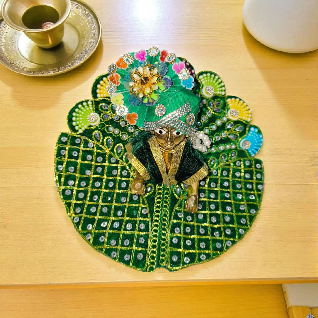 Laddu Gopal Designer Dress In Green Color