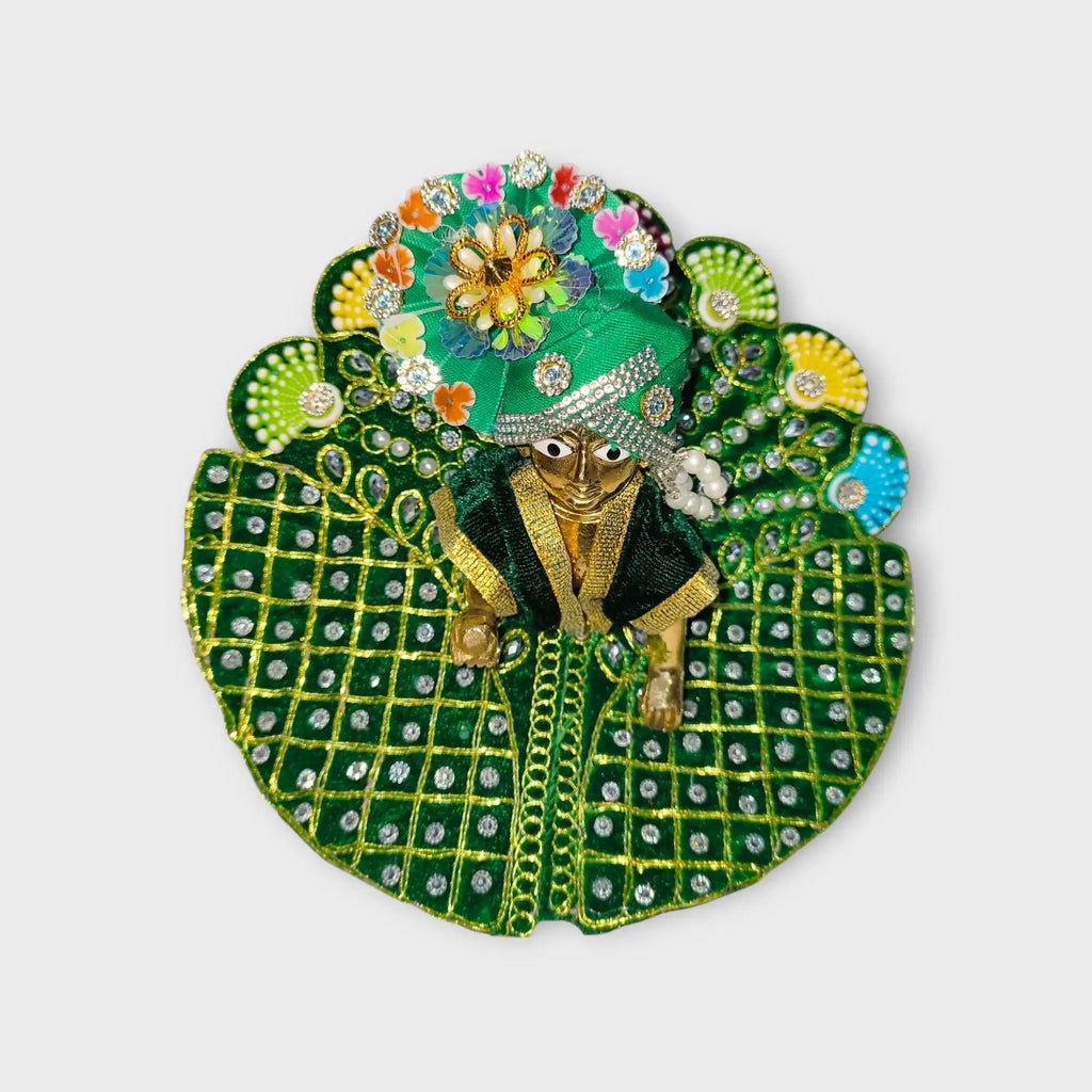 Laddu Gopal Designer Dress In Green Color