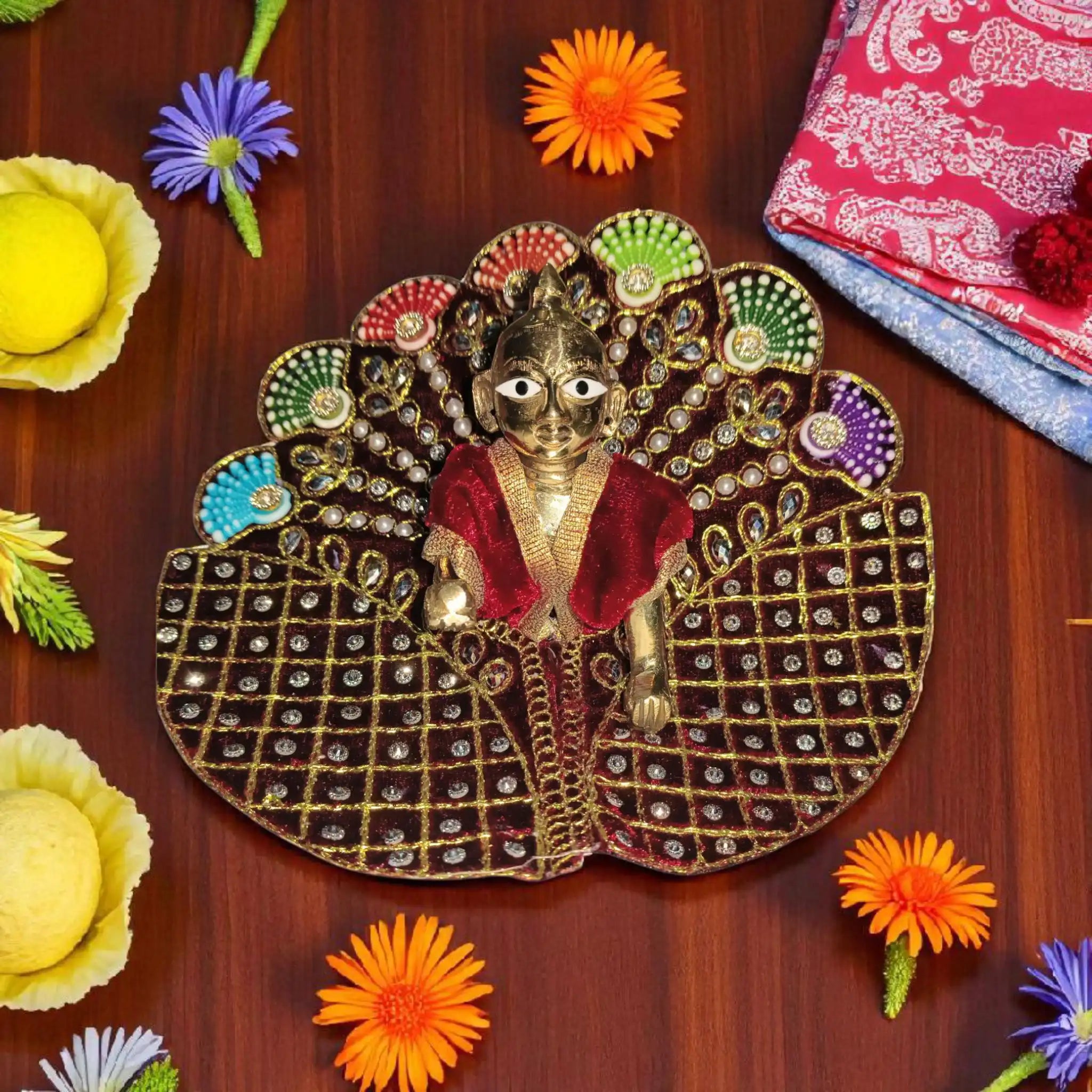 Laddu Gopal Designer Dress In Maroon Color