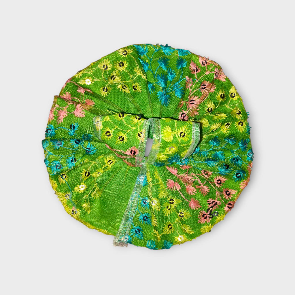 Handcrafted Green and Pink Sequin Dress for Laddu Gopal