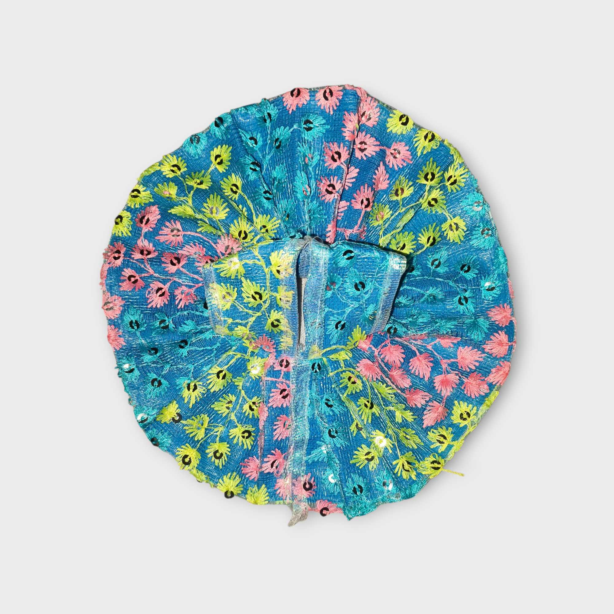 Handcrafted Green and Pink Sequin Dress for Laddu Gopal