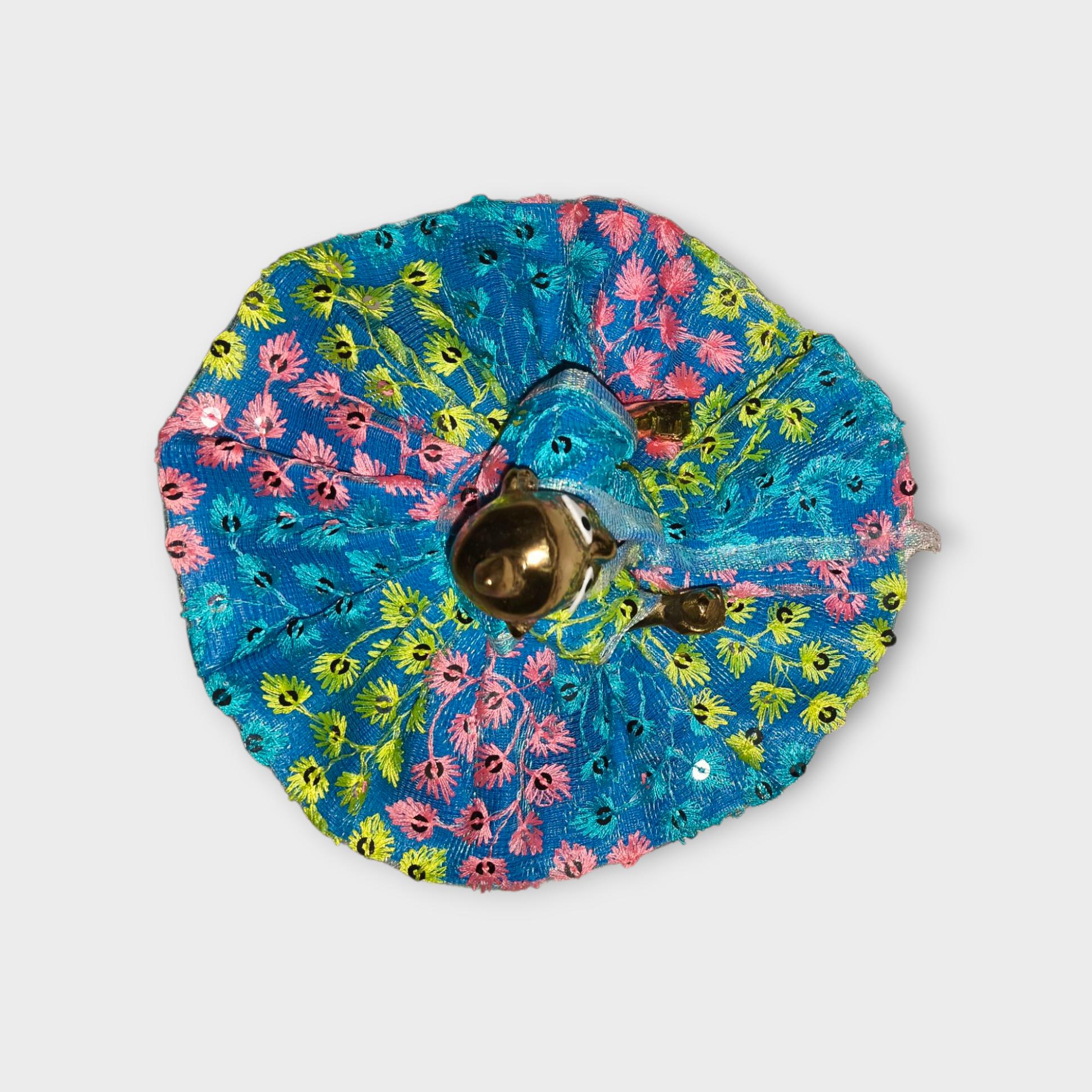 Handcrafted Green and Pink Sequin Dress for Laddu Gopal